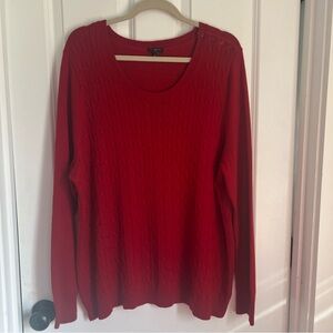 Talbots Red Crew Neck Sweater Lambswool Blend